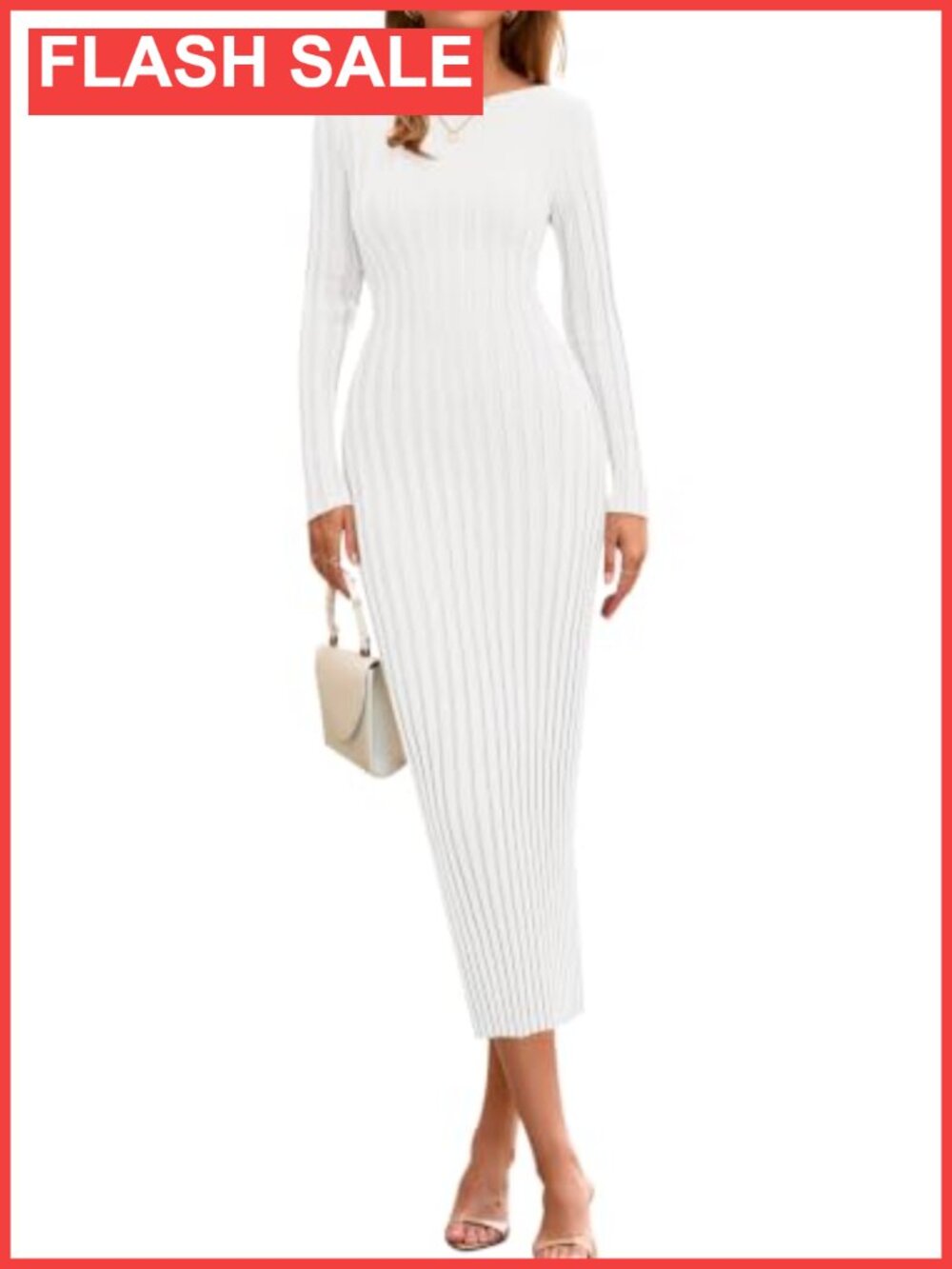 Ribbed Knit Long Sleeve Boat Neck Bodycon Maxi Sweater Dress Casual